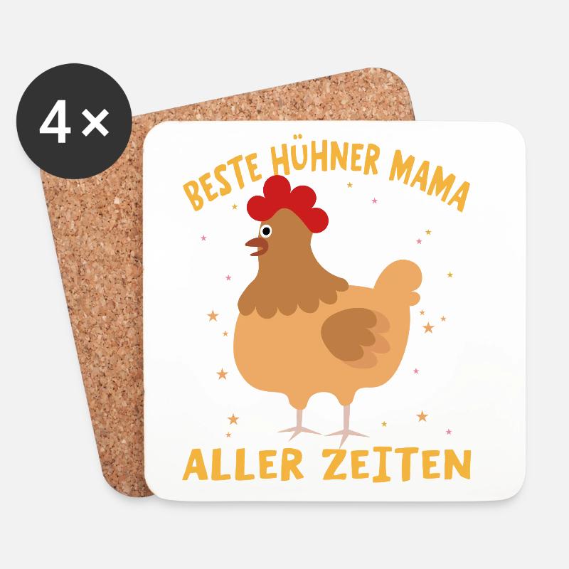 Beste Hühner Mama Aller Zeiten - Untersetzer (4er-Set) - Weiß
