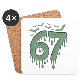 Bave verte : 67 avec les chauves-souris - Dessous de verre (lot de 4) - blanc - Devant