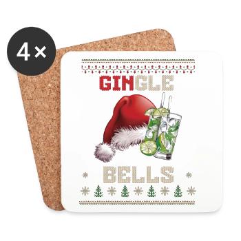 Gingle Bells Santa Sip - Untersetzer (4er-Set) - Weiß - Vorne