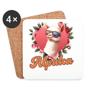 Alpaca Fan ALPACA Women Llama Funny - Coasters (set of 4) - white - Front