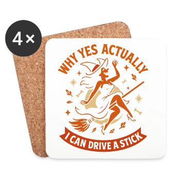 Warum Ja, eigentlich kann ich eine Stick Witch fahren - Untersetzer (4er-Set) - Weiß - Vorne