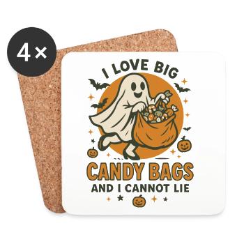 Drôle d’Halloween disant que j’aime les gros sacs de bonbons fantôme - Dessous de verre (lot de 4) - blanc - Devant