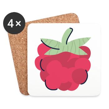 Raspberry Pop Art Berry - Coasters (set of 4) - white - Front