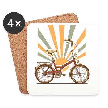 Retro Polish Bike with Sunrise Rays - Coasters (set of 4) - white - Front