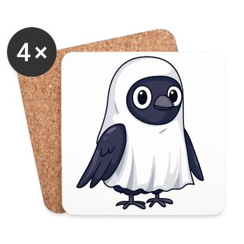 Corbeau Corbeau Halloween Fantôme - Dessous de verre (lot de 4) - blanc - Devant