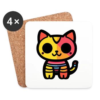 Katze Halloween Zombie - Untersetzer (4er-Set) - Weiß - Vorne