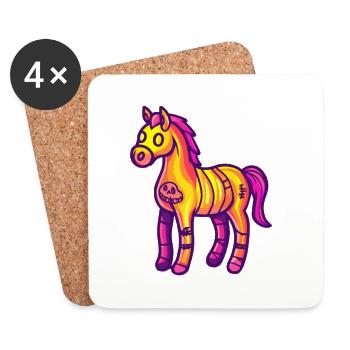Horse Halloween Zombie - Coasters (set of 4) - white - Front