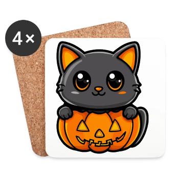 Katze Halloween Kater Comic - Untersetzer (4er-Set) - Weiß - Vorne