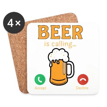 Beer is calling funny Beer Quotes - Coasters (set of 4) - white - Front