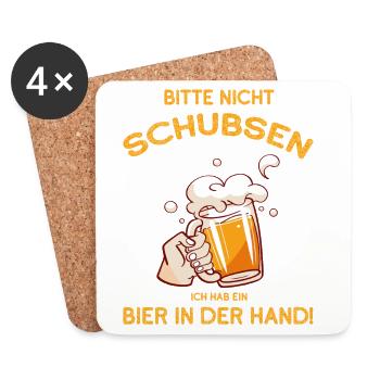 Bitte nicht schubsen hab ein Bier in der Hand - Untersetzer (4er-Set) - Weiß - Vorne