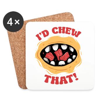 Beef Jerky Dried Meat Biltong I'd Chew That - Coasters (set of 4) - white - Front