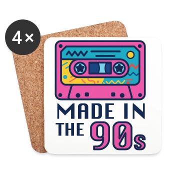 Neon 90er Kassette Design - Untersetzer (4er-Set) - Weiß - Vorne