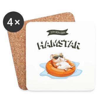 Hamster Hamstar - Dessous de verre (lot de 4) - blanc - Devant