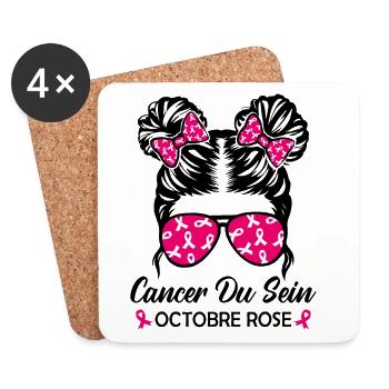 Cancer Du Sein Octobre Rose - Dessous de verre (lot de 4) - blanc - Devant