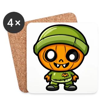 Zombie Halloween Cute Comic - Coasters (set of 4) - white - Front