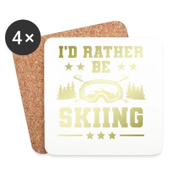 Ski Skiing - Coasters (set of 4) - white - Front