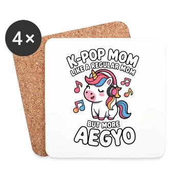 K-Pop Maman Drôle Corée Musique Aegyo - Dessous de verre (lot de 4) - blanc - Devant