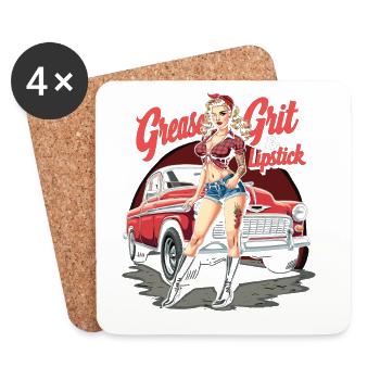 Tuned for Trouble – Retro Auto Girl Design - Untersetzer (4er-Set) - Weiß - Vorne