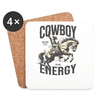Vintage Cowboys and Tequila Shirt Retro Western - Coasters (set of 4) - white - Front