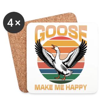 Drôle d’oiseau oie - Dessous de verre (lot de 4) - blanc - Devant