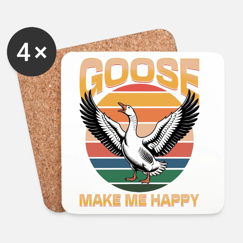 Funny Bird Goose - Untersetzer (4er-Set) - Weiß