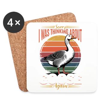 Drôle d’oiseau oie - Dessous de verre (lot de 4) - blanc - Devant