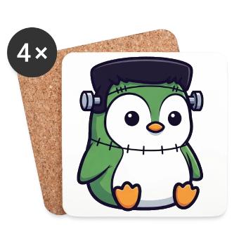 Mignon Halloween Pingouin Zombie Monstre Dessin animé - Dessous de verre (lot de 4) - blanc - Devant