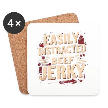 Beef Jerky Dried Meat Biltong Pemmican - Coasters (set of 4) - white - Front