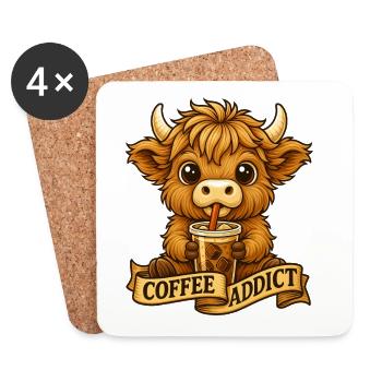 Kaffeesüchtiger Tägliche Dosis Morgenenergie - Untersetzer (4er-Set) - Weiß - Vorne