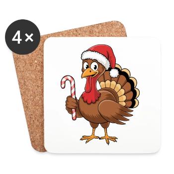 Lustige Türkei Weihnachten Mann Thanksgiving - Untersetzer (4er-Set) - Weiß - Vorne