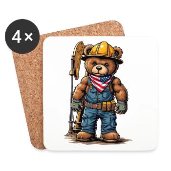 Construction worker bear with tool belt - Coasters (set of 4) - white - Front