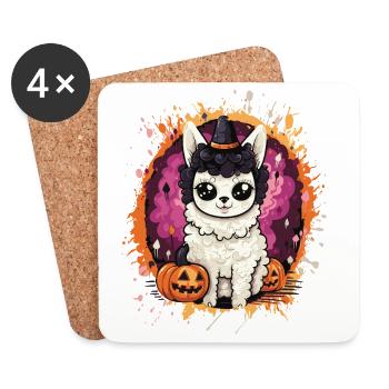 Llama Witch in Halloween Magic - Coasters (set of 4) - white - Front