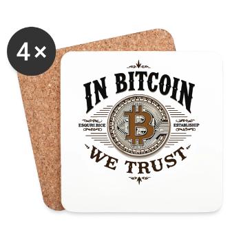 Dans Bitcoin We Trust – Crypto Vintage Btc - Dessous de verre (lot de 4) - blanc - Devant