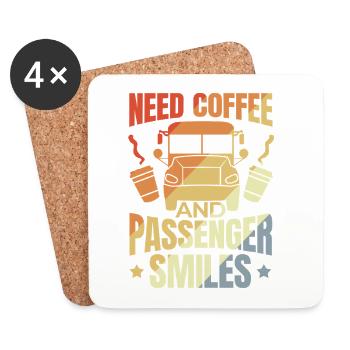 Need Coffee and Passenger Smiles - Coasters (set of 4) - white - Front