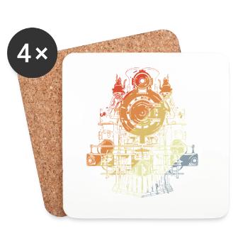 Locomotive Graphic Retro Style - Coasters (set of 4) - white - Front