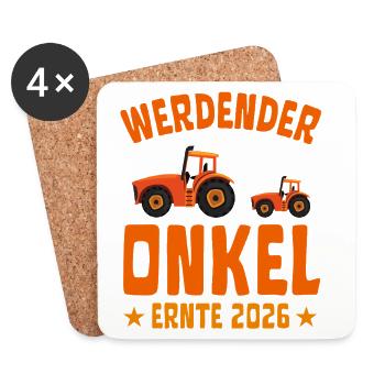 Expectant UNCLE Harvest 2026 Tractor - Coasters (set of 4) - white - Front