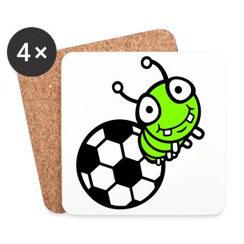 Chenille Football Trou Ballon Bande dessinée Drôle Mignon Sports Mignon - Dessous de verre (lot de 4) - blanc - Devant