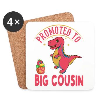 Promu au rang de grand-cousin-T-Rex Dinosaure - Dessous de verre (lot de 4) - blanc - Devant