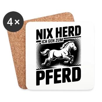  Nix Herd Ich Geh Zum Pferd Spruch Für Reiter - Untersetzer (4er-Set) - Weiß - Vorne