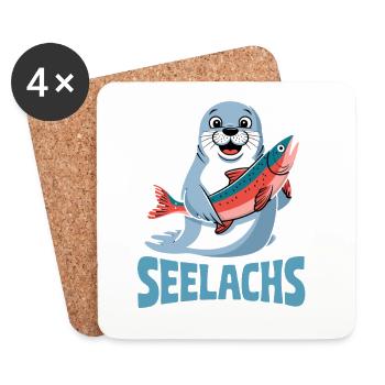  Seelachs Lustiges Seehund Mit Lachs Wortspiel Für - Untersetzer (4er-Set) - Weiß - Vorne