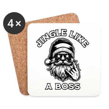 Frohe Weihnachten Design mit Weihnachtsmann Motiv - Untersetzer (4er-Set) - Weiß - Vorne