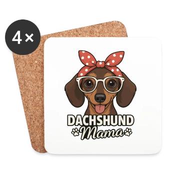 Dachshund Mama Cartoon mit Brille - Untersetzer (4er-Set) - Weiß - Vorne
