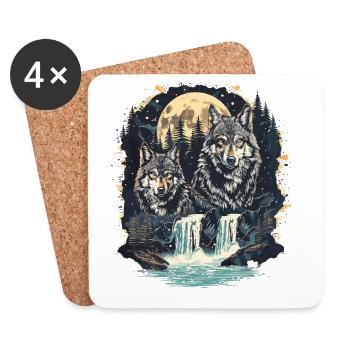 Rétro extérieur nature sauvage ours arbres - Dessous de verre (lot de 4) - blanc - Devant