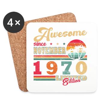 November 1970 Original Edition Vintage November - Coasters (set of 4) - white - Front