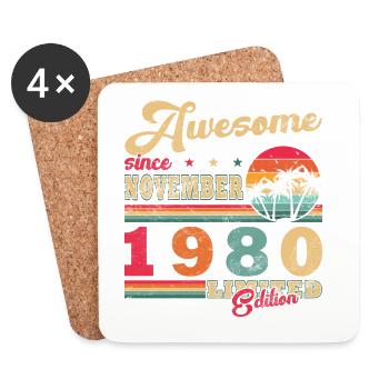Novembre 1980 Anniversaire Novembre 1980 - Dessous de verre (lot de 4) - blanc - Devant