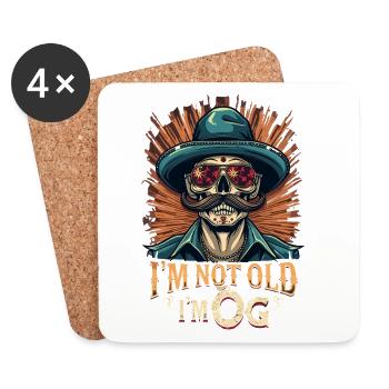 Skelett Hipster mit Hut OG - Untersetzer (4er-Set) - Weiß - Vorne