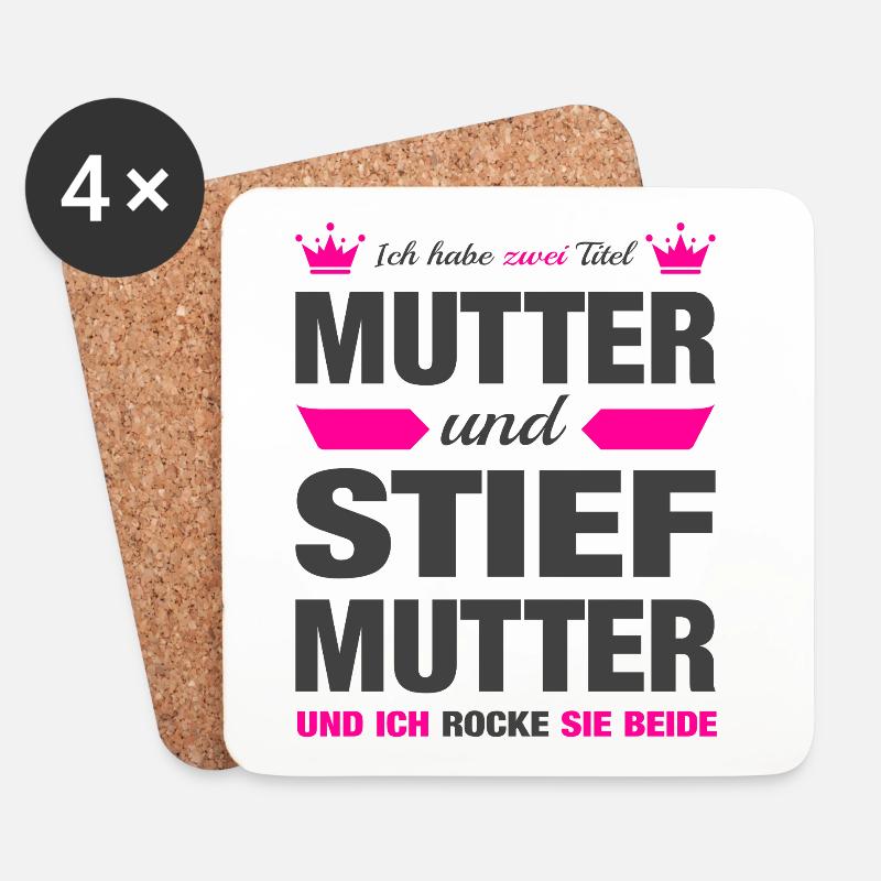 Stiefmutter Stiefmama Mama Muttertag Geschenk - Untersetzer (4er-Set) - Weiß