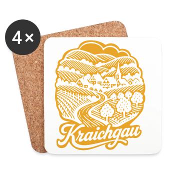 Kraichgau Retro Design mit Schriftzug - Untersetzer (4er-Set) - Weiß - Vorne