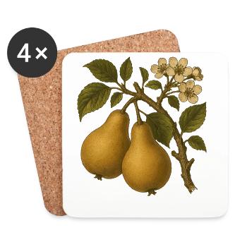 Vintage Botanical Pear Illustration - Coasters (set of 4) - white - Front