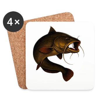True-to-life catfish for anglers - Coasters (set of 4) - white - Front